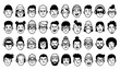 © Nahid - Doodle avatar faces black and white vector illustration comic character set