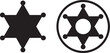 © Dalim - Sheriff, western police star badge collection with hexagonal medal style vector symbol representing authority, security, and classic cowboy sheriff identity for retro and modern graphics.
