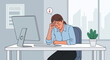 © Teddy - Businesswoman Feeling Ill With A Fever While Working At Her Office Desk Illustration