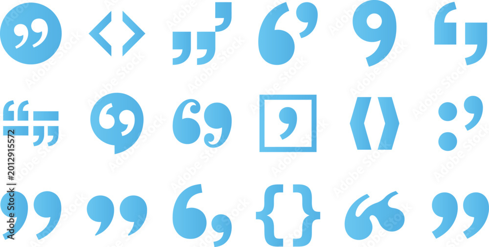 Quotation mark icons punctuation symbols for citation referencing and ...