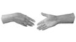 © Maryna - Hands reaching out for handshake in retro halftone style. Vintage newspaper collage, body parts cutout. Black and white dotted texture, isolated on white background. Vector.