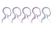 © Nargis - Five stylized human head and neck profiles linear illustration on a white background high quality professional