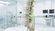© Moonroad - Laser treatment on spinal disc model in medical clinic, advanced technology for pain relief and surgery precision in healthcare environment