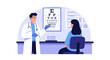 © Jenny - Eye Doctor Examines Patient Vision And Displays Test Letter Chart In Clinic Office