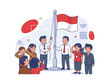 © Hadi - People raising flag illustration symbolizing independence and national pride