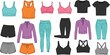 © MstGulzan - Women Sportswear Collection with Fitness Tops Leggings Shorts and Athletic Clothing in Flat Vector Illustration Style