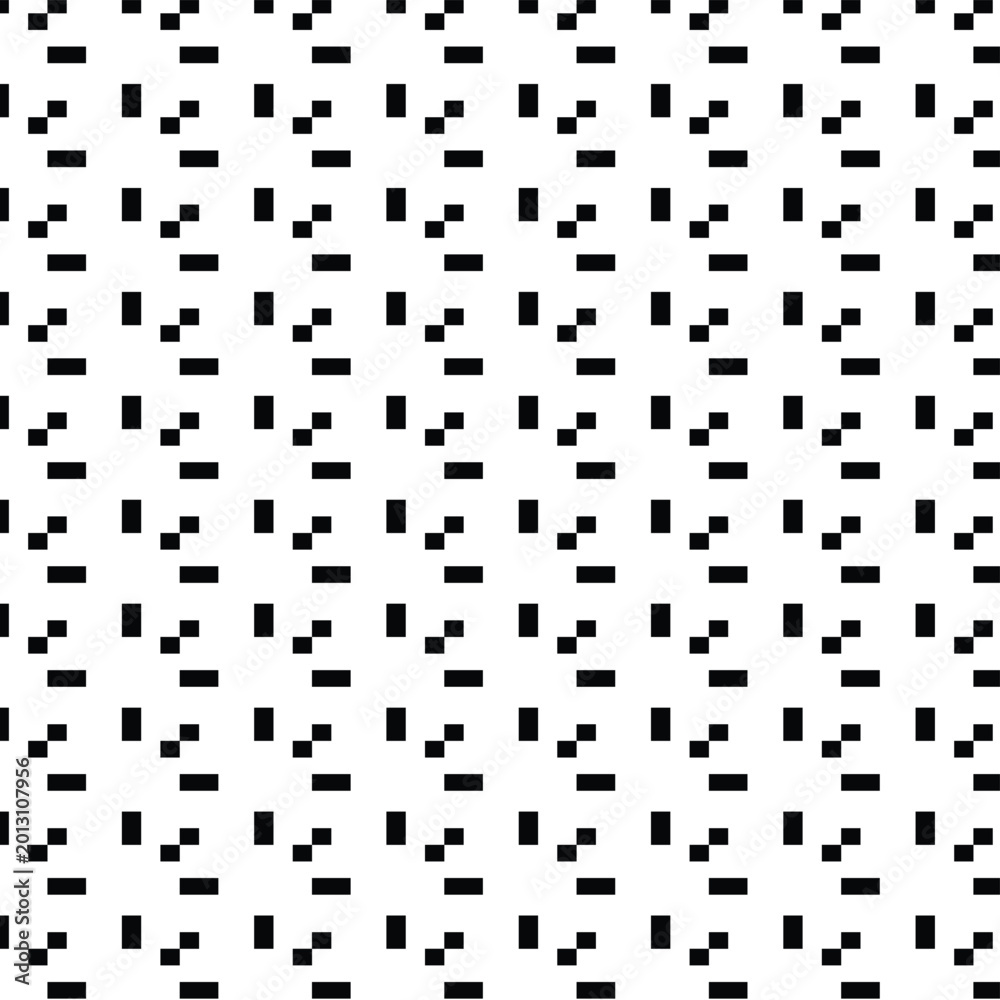 Geometric pattern, black and white seamless texture, pixel art design ...