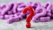 © OleksandrZastrozhnov - Red question mark contrasting with purple question marks on concrete
