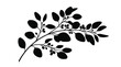 © Shahzad - Black silhouette of leafy branch with leaves on white background, nature, botanical, minimalist, decorative, elegant, simple, icon, symbol, graphic, design element