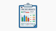 © Ednardo - Lab Test Results: A detailed illustration of a clipboard, holding a document displaying lab test results and analytical data.
