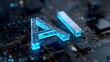 © Flower images - 青く光るAIの文字が電子基板上に浮かんでいる様子。人工知能やテクノロジー関連のイメージ素材