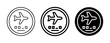 © Hasanu - Airplane Icons Set: Simple Line Art and Solid Black Vector Graphics for Aviation and Travel Concepts
