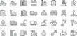 © Quadra - Industrial oil and gas production icon set featuring petroleum factory energy fuel tanks and power plant thin line vector