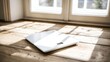© Alpaca - weighing. Weighing scales on a wooden floor, softly lit with a minimalist composition symbolizing health and balance. wellbeing guides.