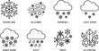 © PoremolChandra - Black and White Snow and Winter Weather Outline Icon Set Vector Collection with Snowflake Blizzard Snowfall Sleet Frost Heavy Snow and Ice Crystal Symbols