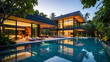 © Sabbir Digital - Modern luxury villa with infinity swimming pool and palm trees real estate architecture residence