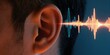 © Maryna - Man listens sounds waves. Auditory perception simulation shows voice signal. Ear analyzes audio input. Hearing health check medical concept. Sound waves enter human ear.