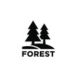 © Bar - black silhouette of coniferous trees and hill with forest text on white background high quality professional detailed modern elegant stylish