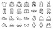 © BUDENGRMX - Vector Icons Set of clothing and fashion accessories line icons. EPS Editable