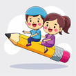 © sulis - Children Riding a Flying Pencil