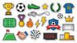 © Ahmed - Football soccer sticker set vector icon collection with trophy ball jersey medal whistle field goal for sports tournament championship template poster banner