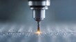© Sampao - Close-up of Precision CNC Machine Tool Engaging with Metal Surface, Sparks and Shiny Texture, Industrial Manufacturing Context
