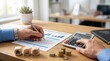 © Prime - Financial planning and budget calculation with calculator and coins, investment portfolio allocation strategy, savings growth chart analysis, economic wealth management and