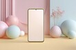 © Bohdan - Modern smartphone mockup with pastel geometric background display