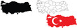 © MDOMOR - Turkey map set solid outline and flag illustration
