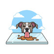 © Sujito - A cute cartoon dog licking a clean glass surface outdoors today