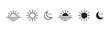 © Hunter Leader - Time of the day icon. Morning, noon, and nighttime icons. Sun, moon, and sunrise, icons vector illustration