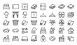 © Shameem - Bedroom linen flat line 30 icon set with bed pillows blanket and editable stroke vector collection