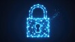 © jollier_ - Digital lock created with glowing lines and dots on dark background showing cybersecurity concept