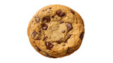 Isolated freshly baked round chocolate chip cookie, a sweet and delicious snack food