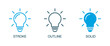 © Vision by Alamin - Light bulb icon set, editable stroke outline and solid vector styles idea energy innovation minimal symbol collection