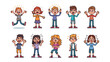 © Mahbuba - Emotions in a Set of Kids: A collection of expressive cartoon children, each vividly displaying a unique emotion from joy to anger. A visual representation of childhood feelings