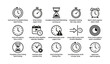 © Cali6ro - Clock and timer icons arranged in grid on white background