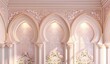 © ELVY - Pink Arches with Roses in Fairytale Palace, use in dreamy luxury backdrop
