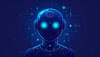 © Diamond Fuji - デジタル空間に浮かぶ光るロボットヘッドのミニマルイラスト
