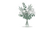 © Anwarfadilah - Elegant Hand-Drawn Bouquet of White Tulips and Eucalyptus Leaves, Vector Illustration