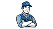 © Anwarfadilah - Friendly Mechanic Man with Crossed Arms, Blue Uniform and Cap