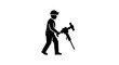 © oric - Man wearing hardhat holding jackhammer tool.