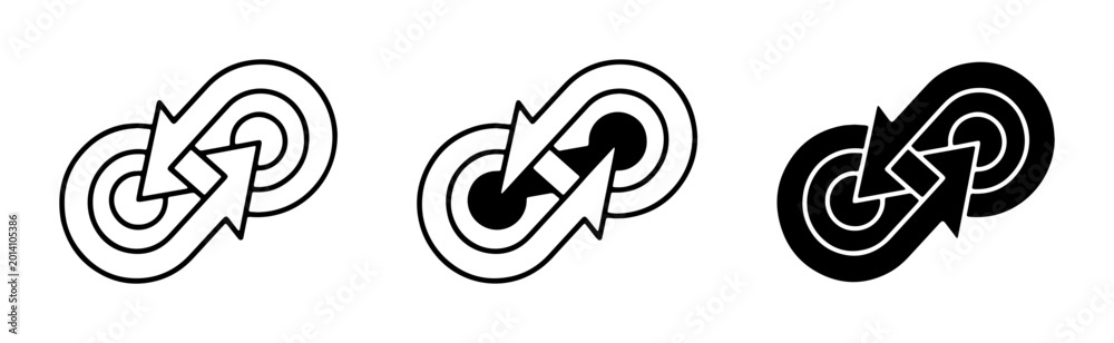 Infinity Loop Arrows Icon Set, Circular Arrows Symbol, Repeat Cycle ...