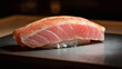© PB Studio - cinematic macro shot of omakase sushi featuring naturally fresh fish with subtle fat marbling, faint translucency at the edges, and clear knife details. Hand-formed rice shows visible grain