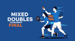 © Yulianto - Mixed Doubles Tournament Final: Dynamic Action of Sport in Blue and White Illustration Design