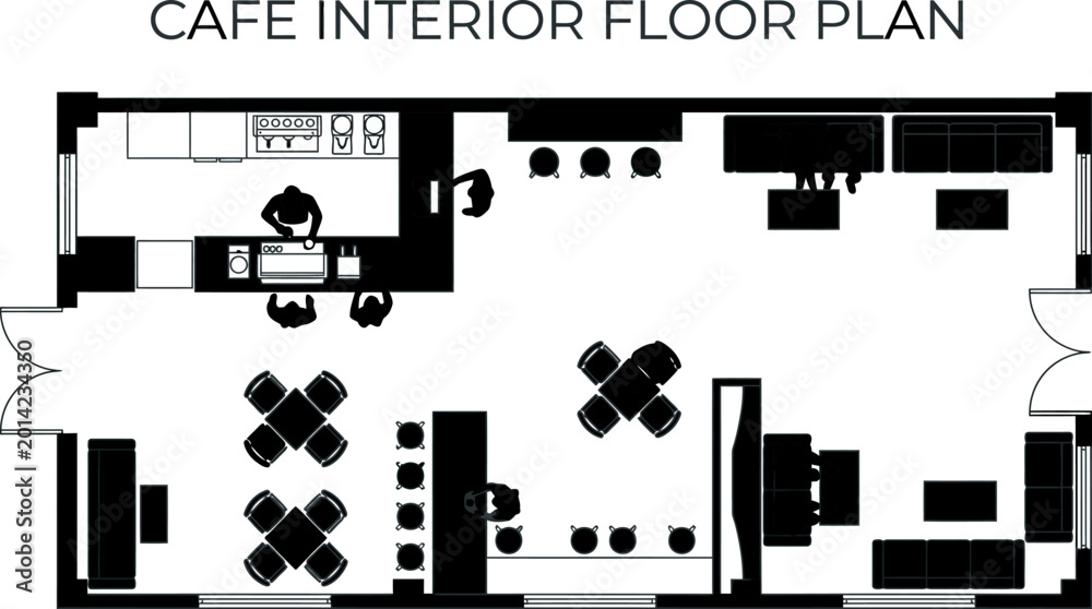 Cafe interior floor plan layout with tables and chairs restaurant ...