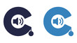 © Design Gallary - Audio speaker volume icon integrated into letter c logo design in navy and light blue variants with alphabet