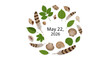 © Chrish - may 22 2026 calendar badge with botanical leaves and acorns flat design vector illustration