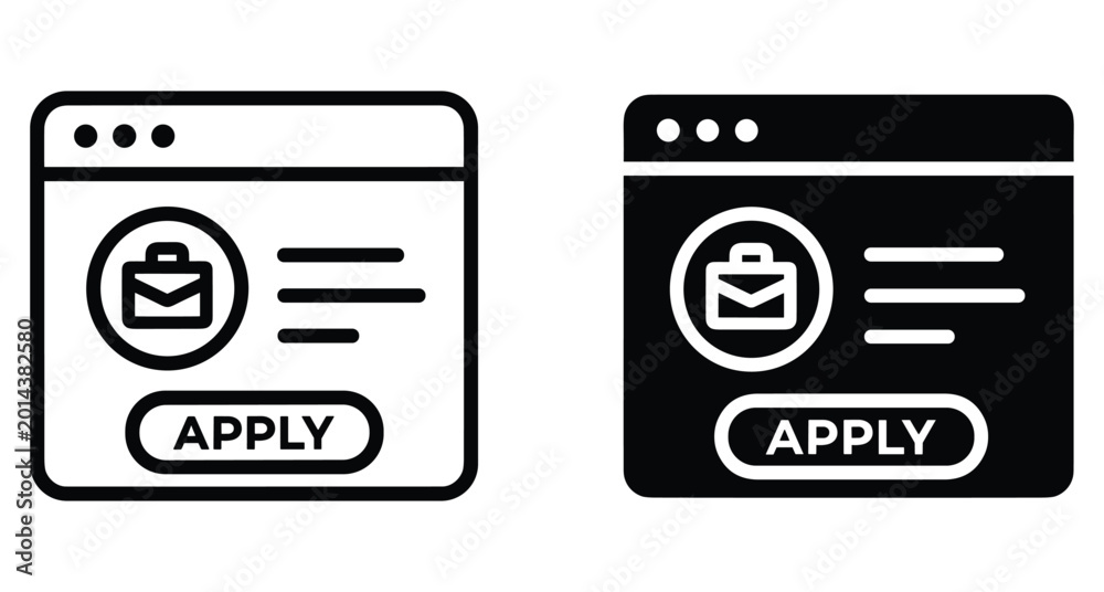 Job Posting Module Icon Job application web interface icon set showing online recruitment ...