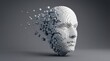 © Mehdi - Abstract digital human face.  Artificial intelligence concept of big data or cyber security. 3D illustration